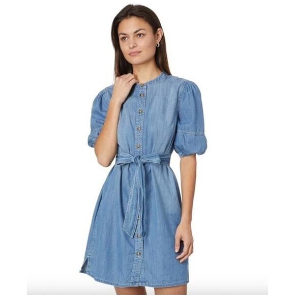 SANCTUARY Dress Size XS NEW Hit The Scene Shirt Dress Chambray Denim Blue Soft - Picture 1 of 8